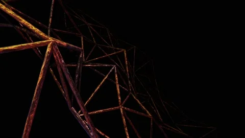 Rusty metal sticks wireframe plexus pattern looping 3D animation with alpha Stock Footage 201363840