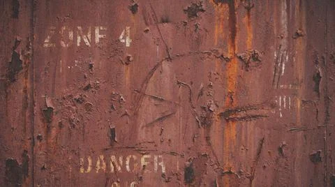 Rusty metal surface with danger zone. Fotos Stock