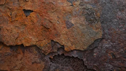 Rusty Metal Surface with Flaking Paint Chips Close Up Stock Footage 341852231