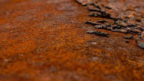 Rusty Metal Surface with Flaking Paint Chips Close Up Texture Background Stock Photos
