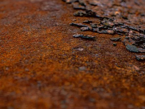 Rusty Metal Surface with Flaking Paint Chips Close Up Texture Background Stock Photos