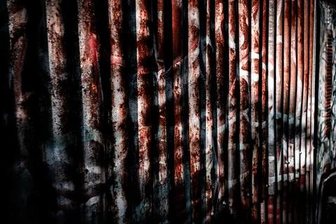 Rusty Metal Surface with Graffiti Patterns Stock Photos