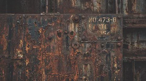 Rusty metal surface with numbers. Fotos Stock