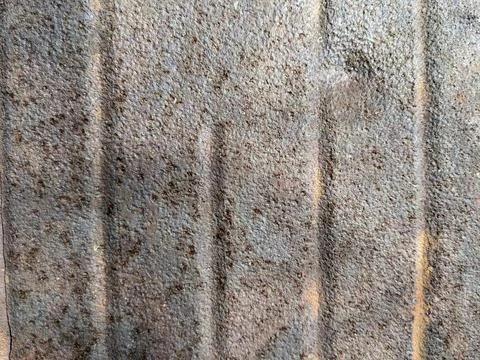 Rusty metal surface texture with vertical ridges industrial background Stock Photos