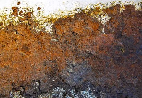 Rusty metal surface with white cracked paint texture pattern Thailand. Stock Photos