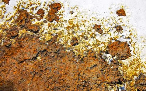 Rusty metal surface with white cracked paint texture pattern Thailand. Stock Photos