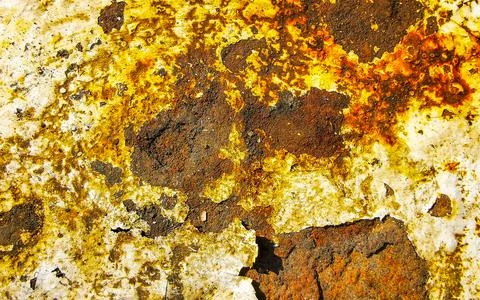 Rusty metal surface with white cracked paint texture pattern Thailand. Stock Photos