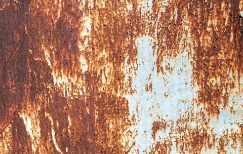 Rusty metal texture for the background. Corrosion of the painted surface Stock Photos