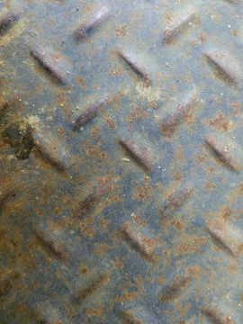 Rusty Metal Texture on Diamond Tread Plate Closeup Background With Industrial Stock Photos