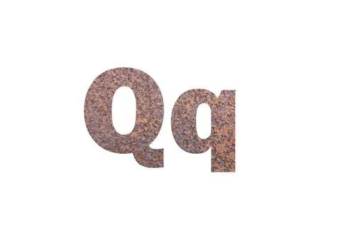 Rusty metal texture. Shot through the cut-out silhouette of the letter Q Stock Photos