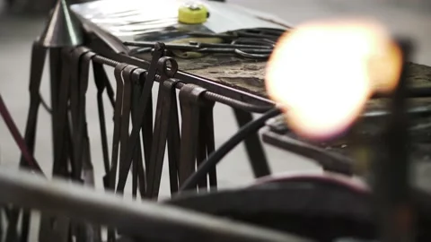 Rusty metal tools like scissors and pincers lying and hanging on metal table. Stock Footage 144062270