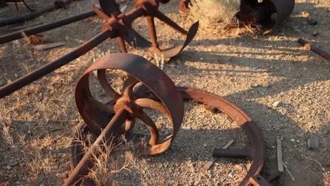 Rusty Mining Relics at the Sutro Ghost Town in the Nevada Desert Stock Footage 201193688