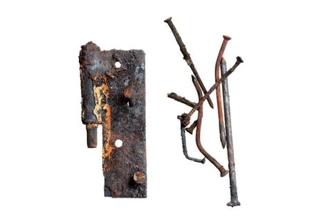Rusty nails and higes 库存照片
