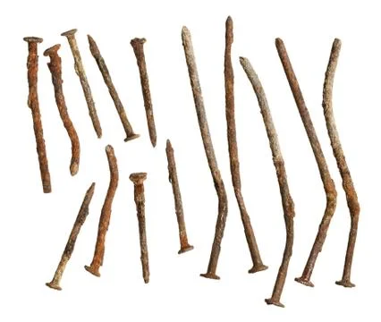 Rusty nails collection Stock Photos