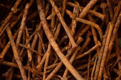 Rusty Nails Iron Background Foto stock