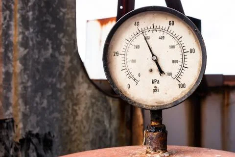 Rusty nanometer in old factory Stock Photos