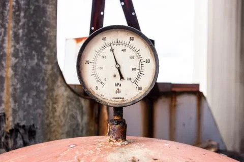 Rusty nanometer in old factory Stock Photos