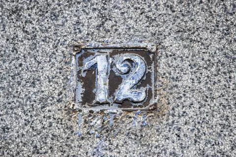 Rusty Number Twelve Texture Stock Photos