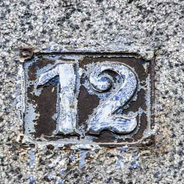 Rusty Number Twelve Texture Stock Photos