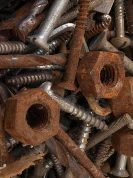 Rusty nuts and bolts Stock Photos