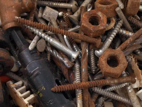 Rusty nuts and bolts Stock Photos
