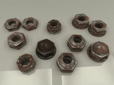 Rusty nuts Stock Photos