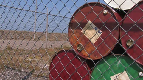 Rusty oil drums Stock Footage 25601194