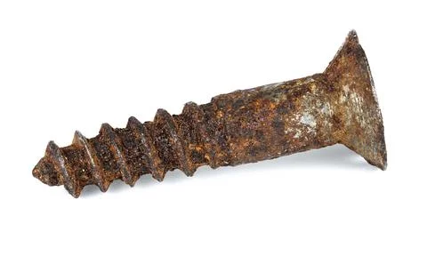 Rusty old bolt on a white background Stock Photos