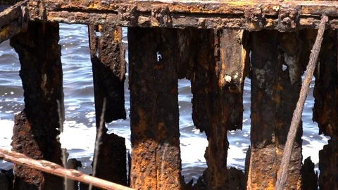 Rusty old dock Stock Footage 93099987
