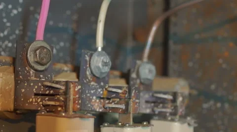 Rusty old fuses sliding down Video stock 45588342