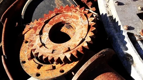 Rusty old gears Stock Footage 75803256