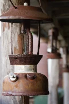 Rusty old kerosene lantern 스톡 사진