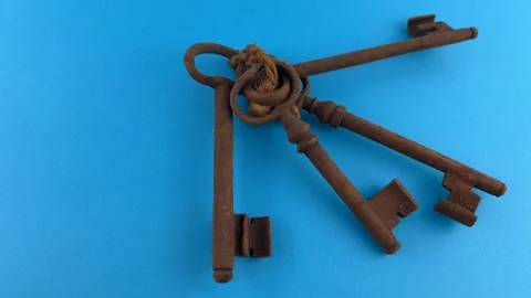 Rusty old keys. Stock Footage 265445349
