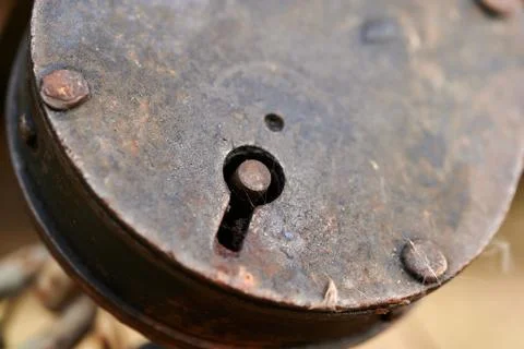 Rusty old large padlock Stock Photos