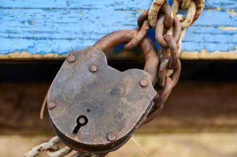 Rusty old large padlock Stock Photos