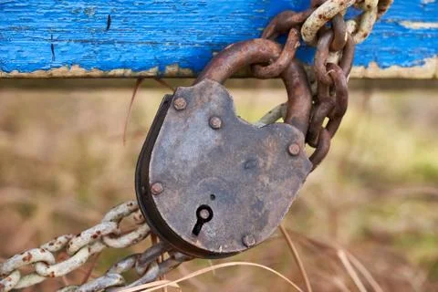 Rusty old large padlock Stock Photos