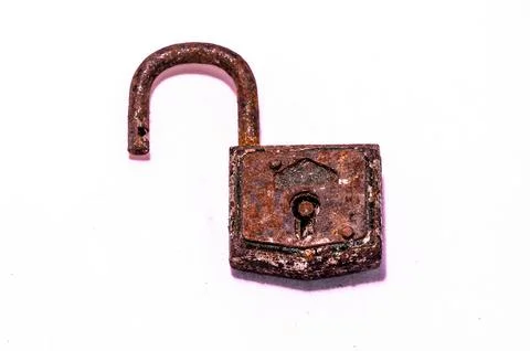 A rusty old lock with a keyhole Stock Photos
