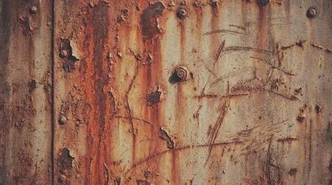 Rusty old metal background texture closeup. Fotos Stock