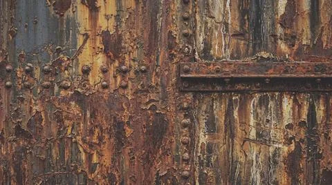 Rusty old metal background texture closeup. Fotos Stock