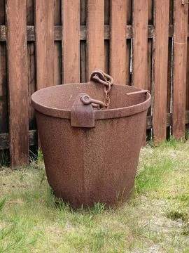 Rusty old mining ore bucket Stock Photos