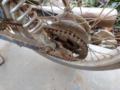 Rusty Old Motorcycle Chain Stock Photos