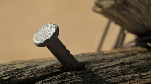 Rusty old nail weathered wood wild west Stock Footage 34101110
