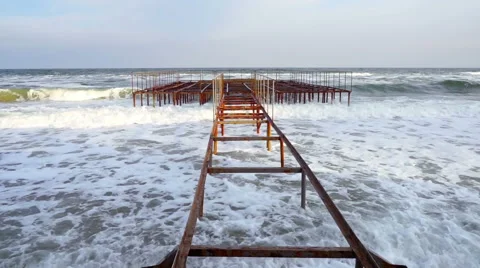 Rusty Old Pier. Stock Footage 61519535