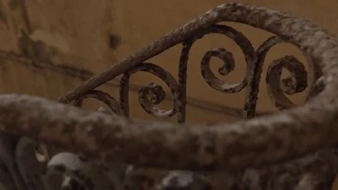 Rusty old rounded stairs Stock Footage 73674992