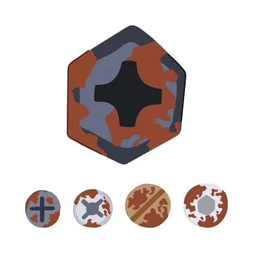 Rusty old screw heads with various drives Stock Illustration