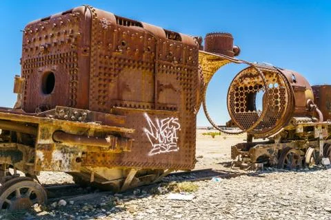 Rusty old steam train Foto stock