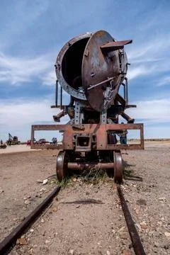 Rusty old steem train at train cemetery in Bolivia Foto stock