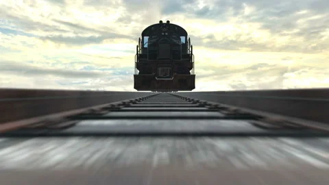 Rusty old train on the road through a lake view 5 of 5 Stock Footage 97304138