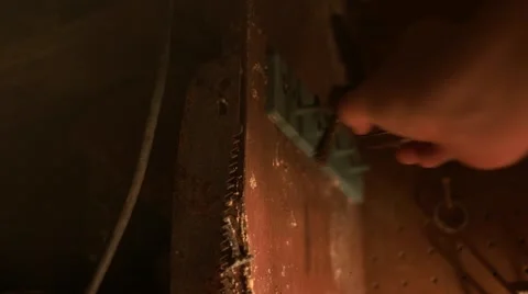 Rusty padlock lit with lantern - Flat image Stock Footage 67451659