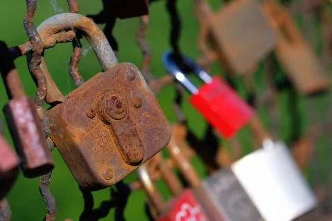 Rusty padlock - love lock Photos